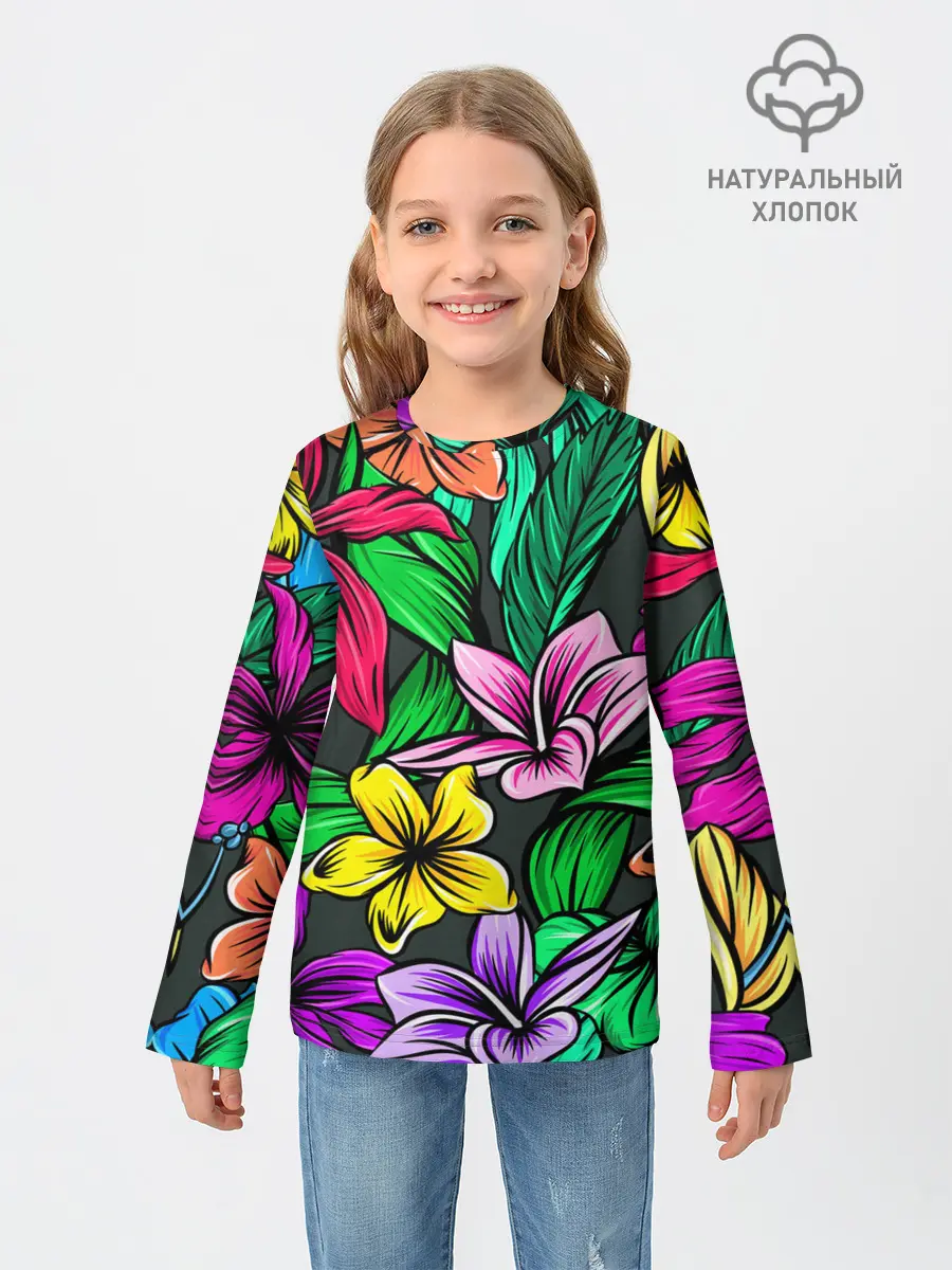 Детский лонгслив / Цветочный фон | Пляжная