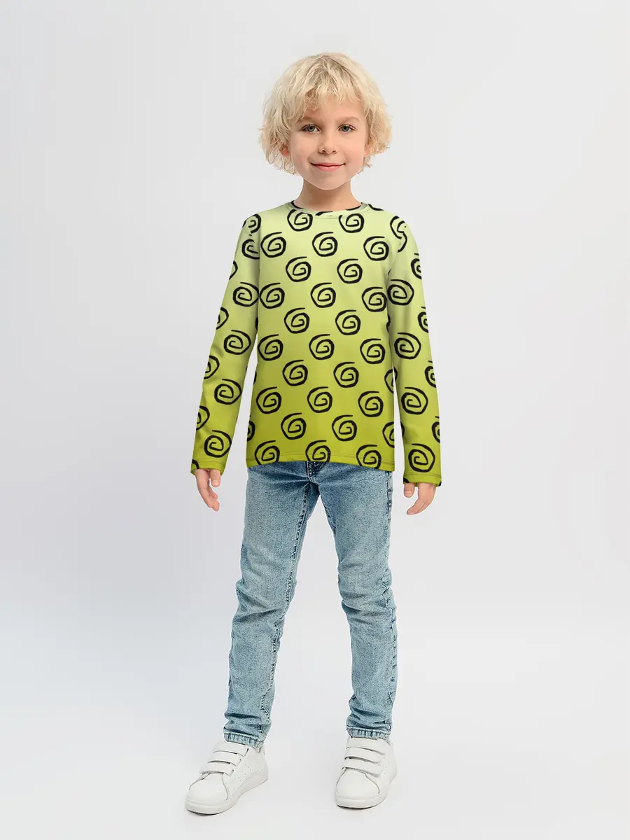 Детский лонгслив / узор спиральки на желтом фоне