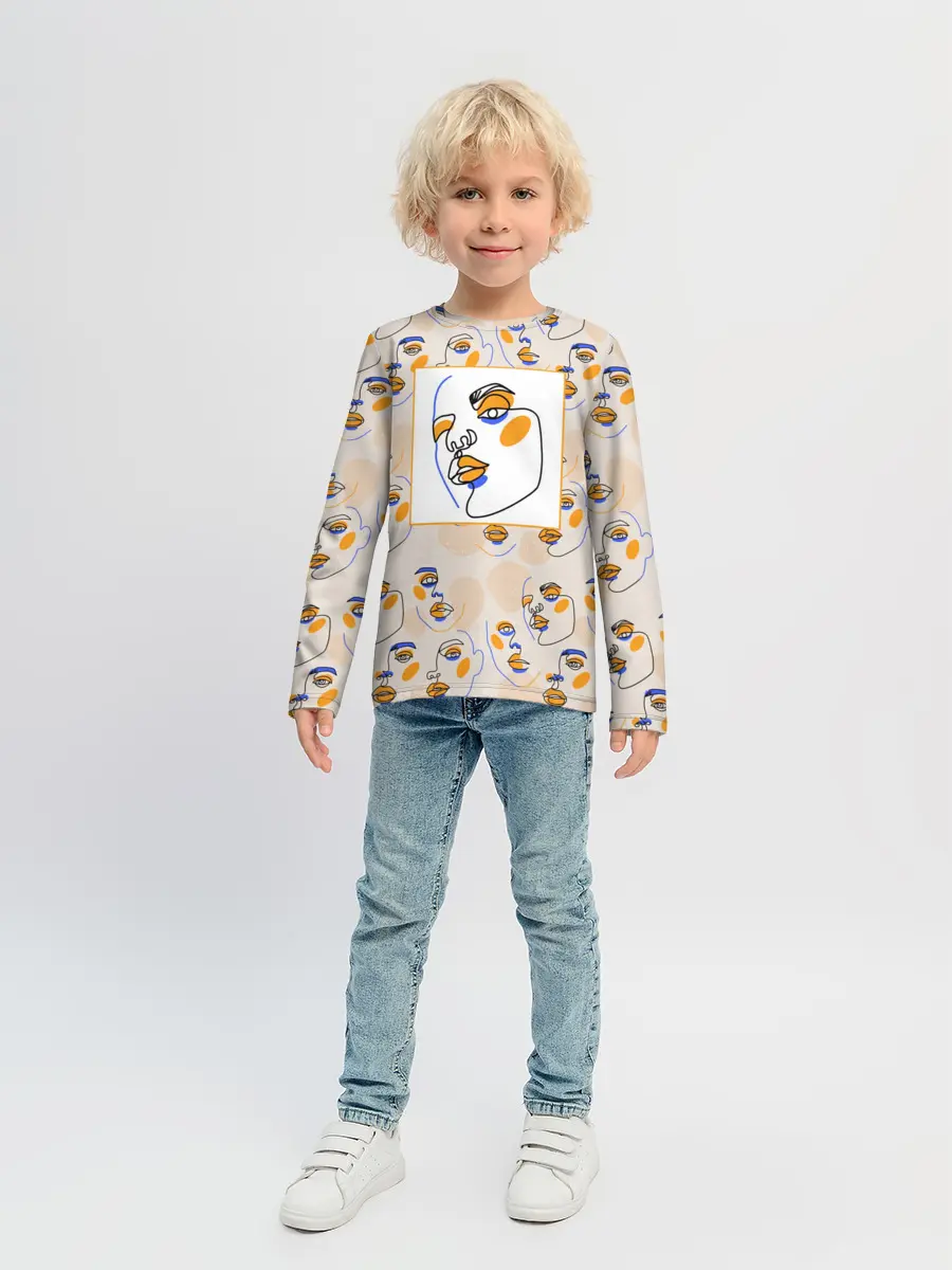 Детский лонгслив / Лица в графике