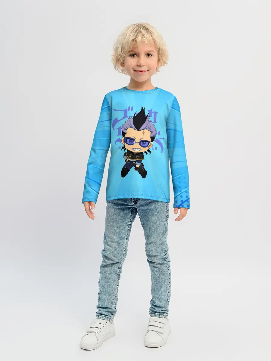 Детский лонгслив / Магна Свинг | Чёрный Клевер