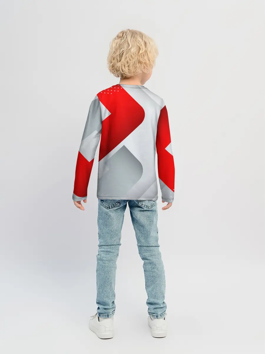 Детский лонгслив / 3D SPORT STYLE RED / WHITE