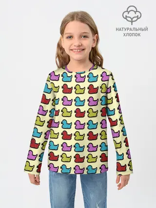 Детский лонгслив / Утиный фон | Утки | Ducks