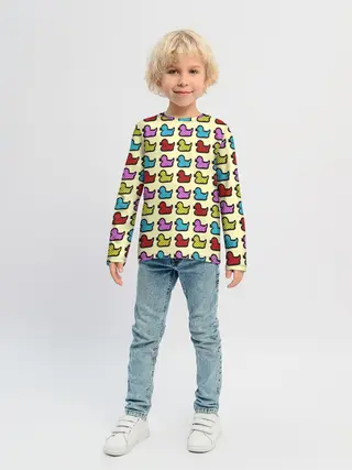 Детский лонгслив / Утиный фон | Утки | Ducks