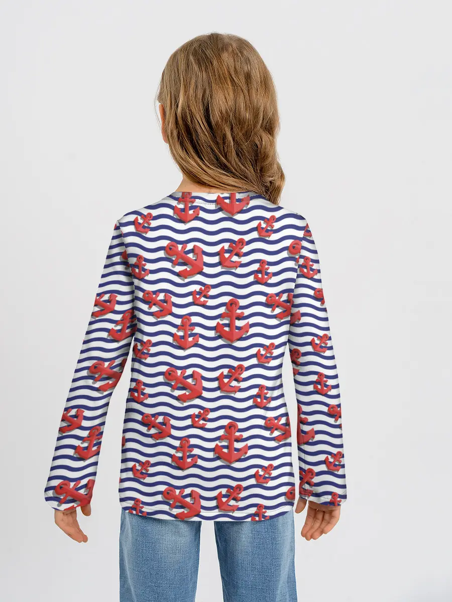 Детский лонгслив / Красные якоря