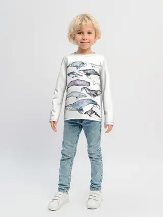 Детский лонгслив / киты