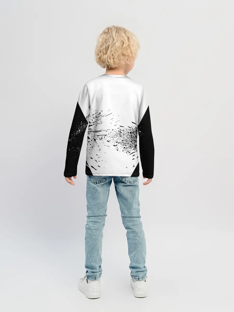 Детский лонгслив / Чёрный клевер с иероглифами