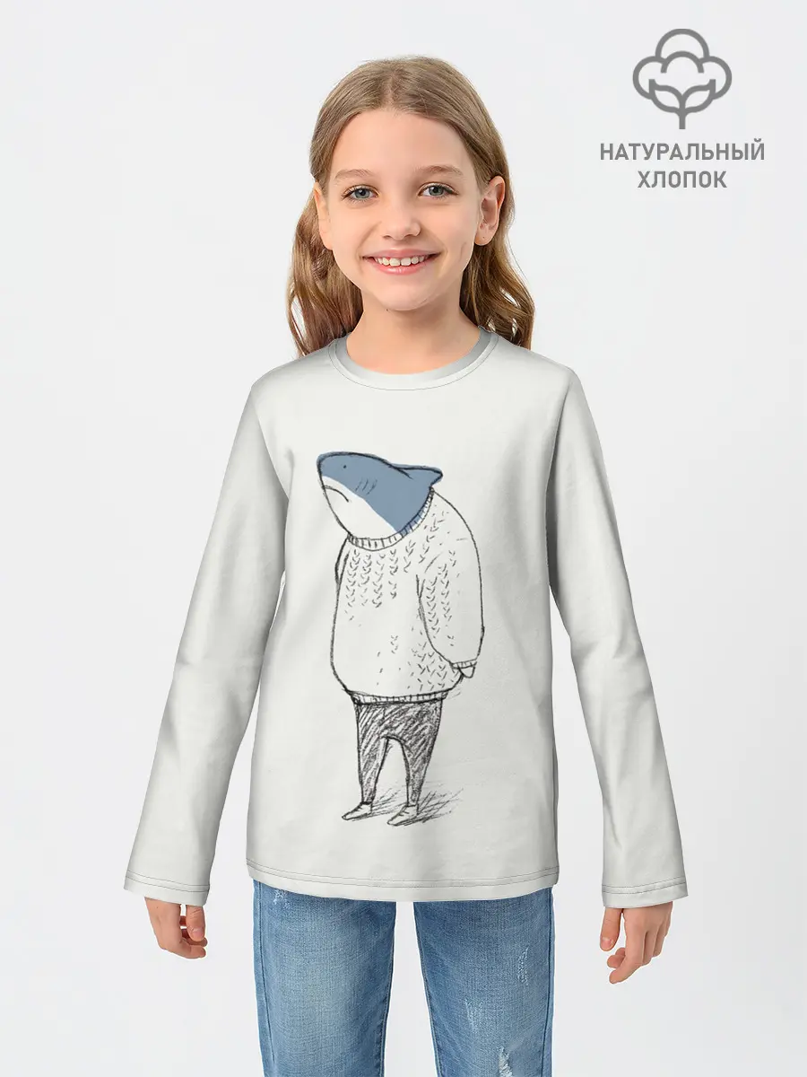 Детский лонгслив / акула в свитере