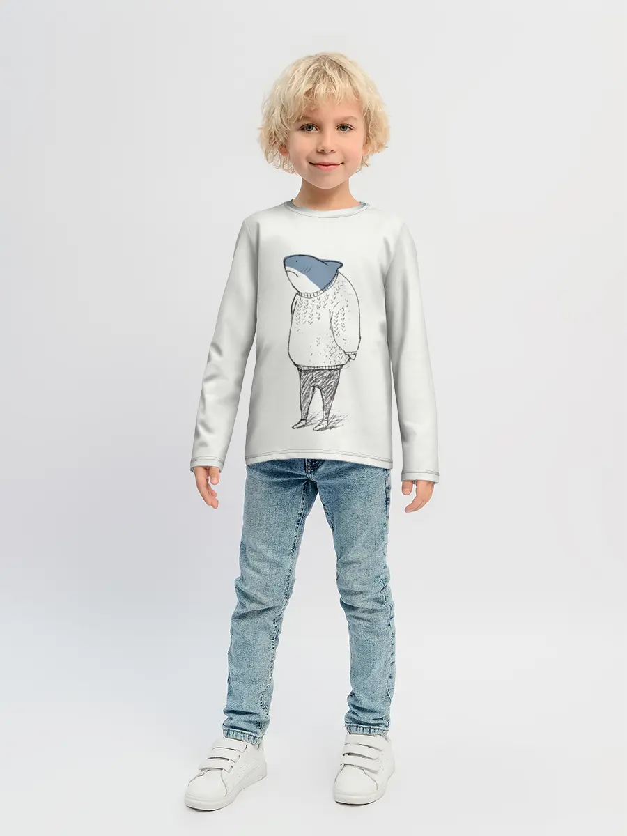 Детский лонгслив / акула в свитере