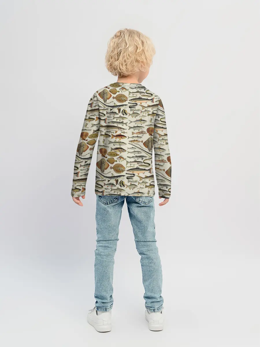 Детский лонгслив / рыбный паттерн