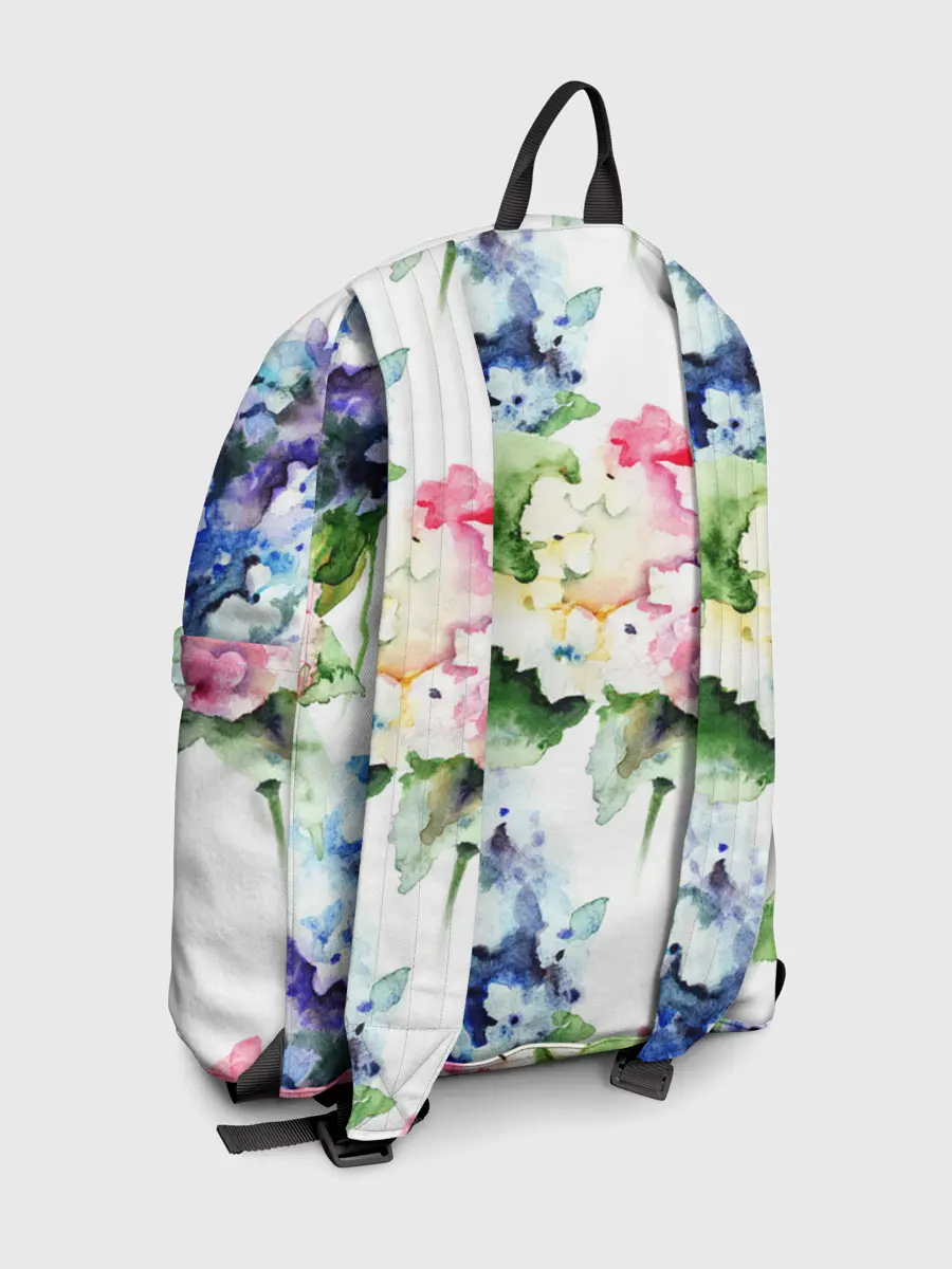 Рюкзак джинсовый / Акварель, гортензии