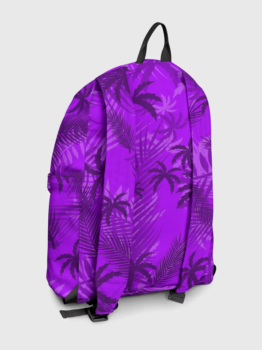 Рюкзак джинсовый / ФИОЛЕТОВЫЕ ПАЛЬМЫ / ТРОПИКИ