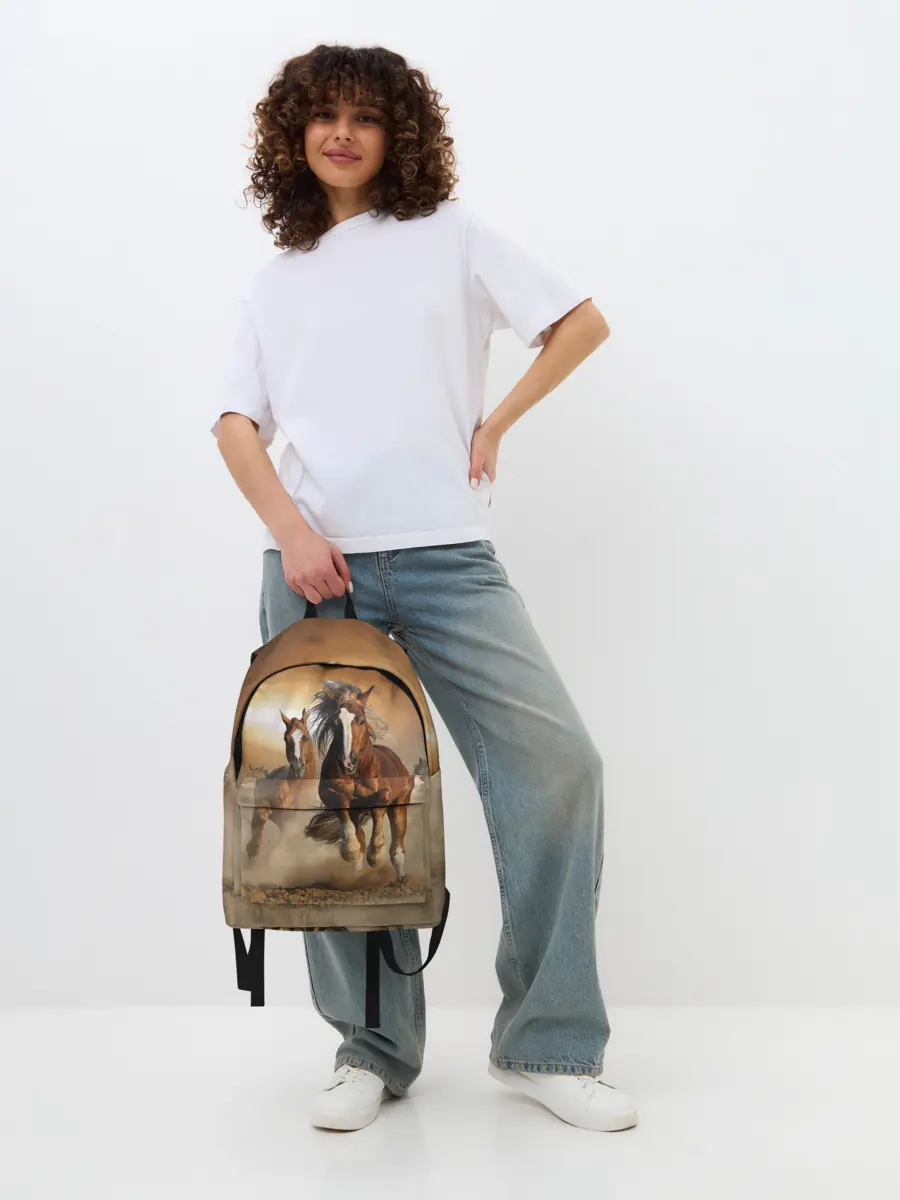 Рюкзак джинсовый / Бегущие лошади