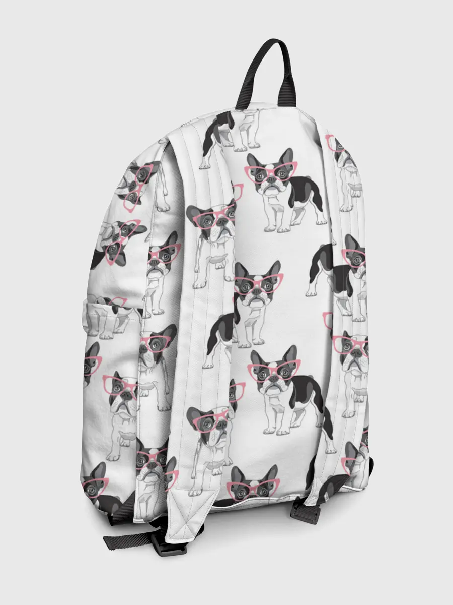 Рюкзак джинсовый / Французские бульдоги в очках