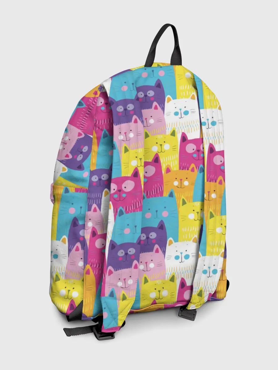 Рюкзак джинсовый / Разноцветные котики