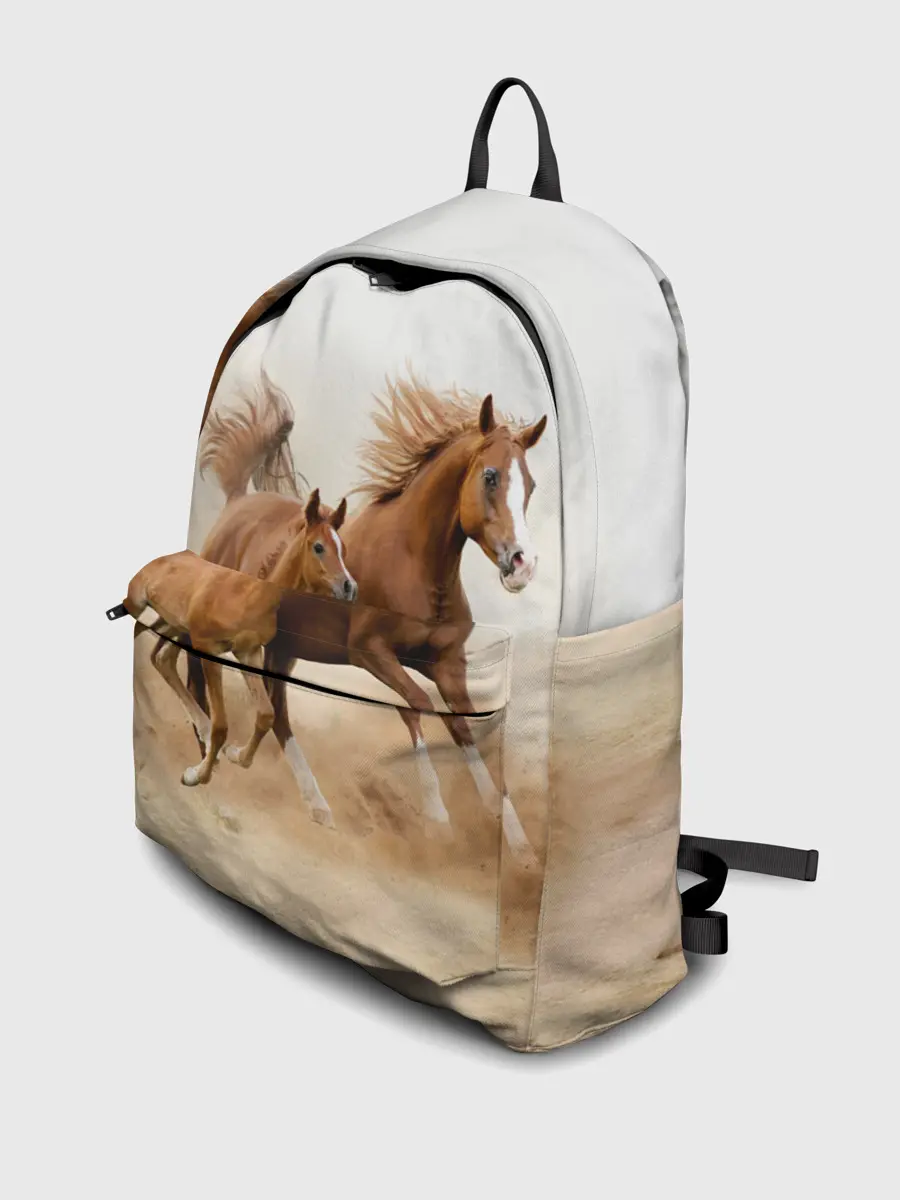 Рюкзак джинсовый / Лошадь с жеребенком