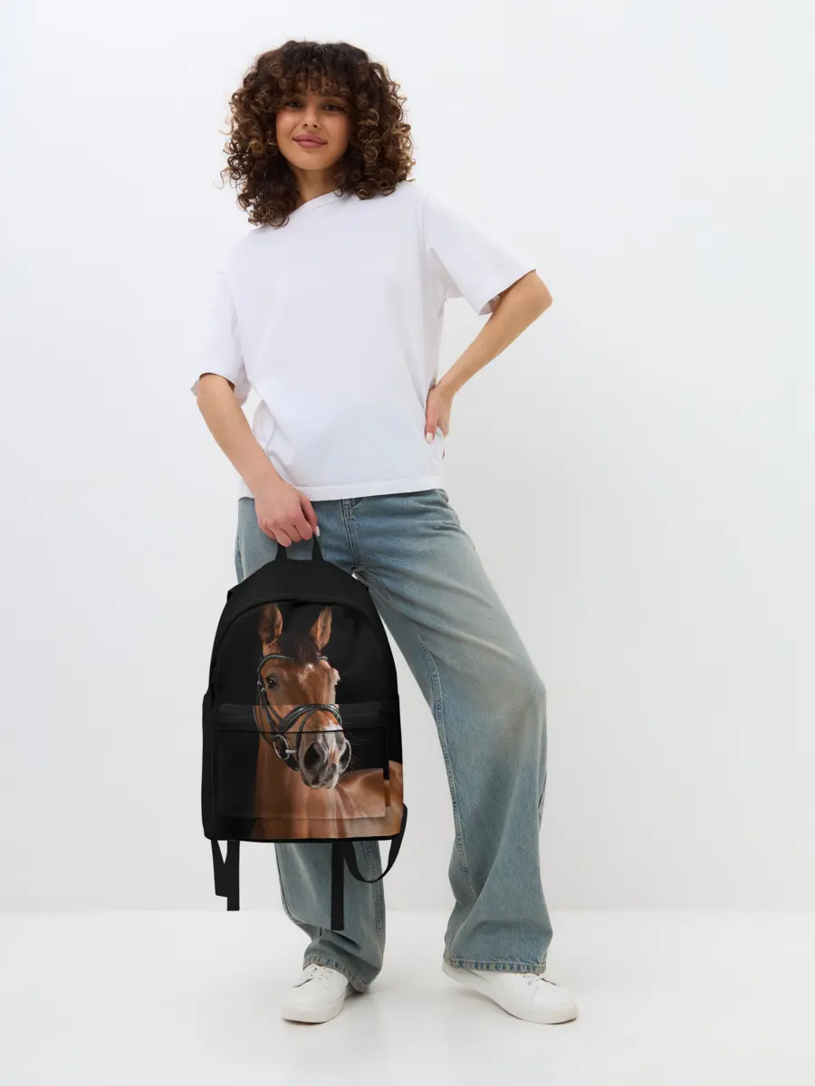 Рюкзак джинсовый / Гнедая лошадь