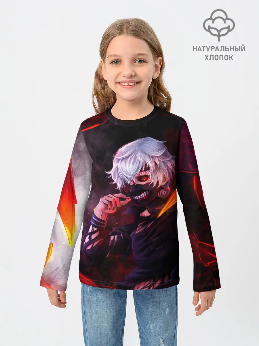 Детский лонгслив / Ken Kaneki красные жала