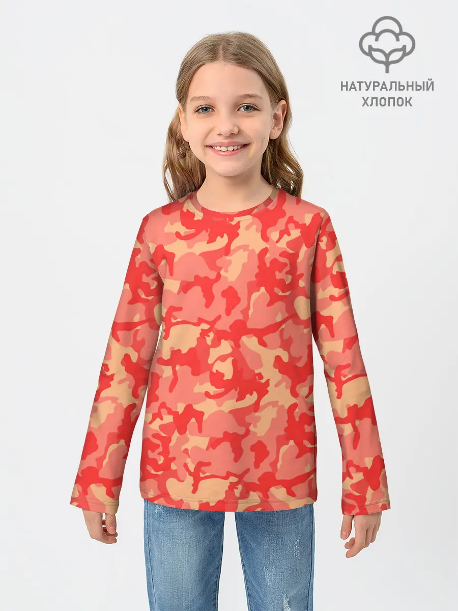 Детский лонгслив / Оранжевый камуфляж
