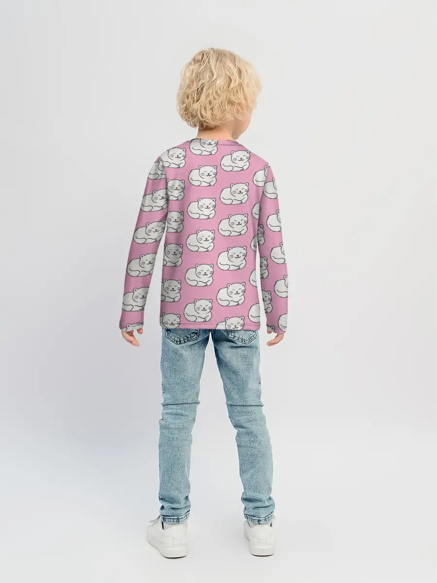 Детский лонгслив / Белая кошка