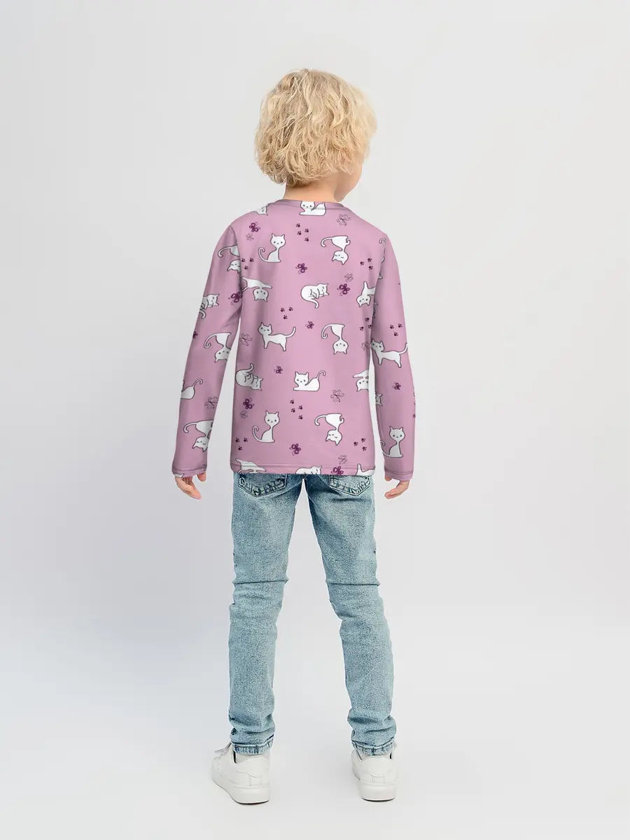 Детский лонгслив / Белая кошка