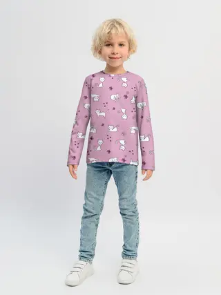 Детский лонгслив / Белая кошка