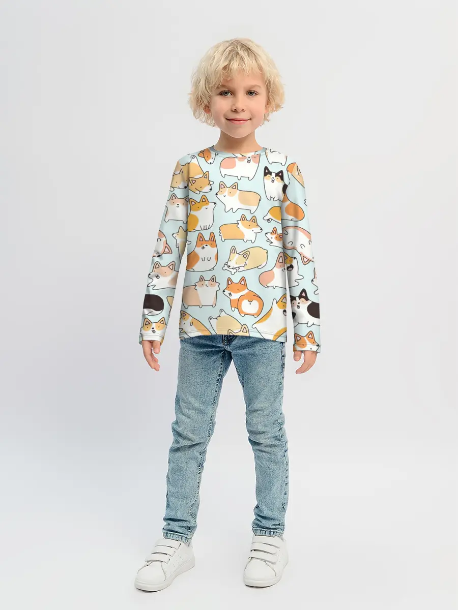 Детский лонгслив / Милые корги