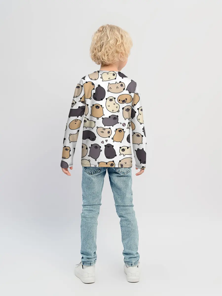 Детский лонгслив / Милые мопсы