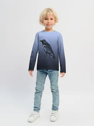 Детский лонгслив / футуристический ворон