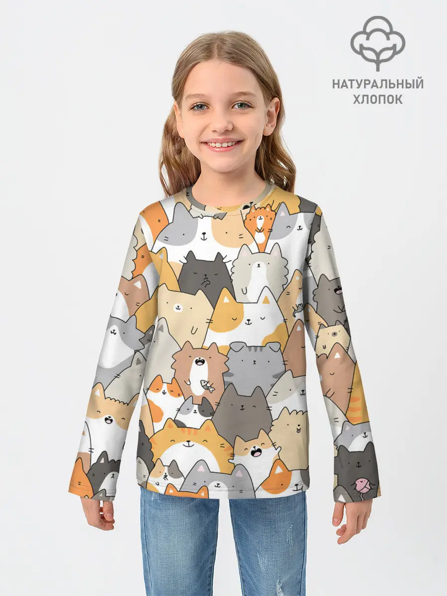 Детский лонгслив / Кошачья стая