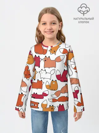Детский лонгслив / Милые лисы