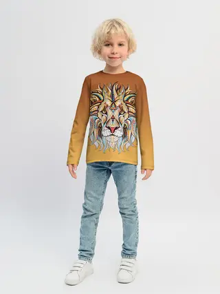Детский лонгслив / Стилизованный арт ЛЕВ морда