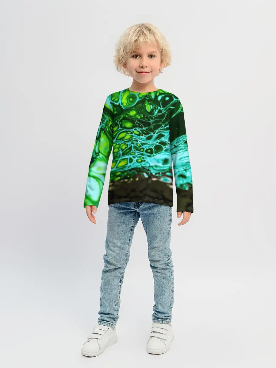 Детский лонгслив / Кислотные разводы краски