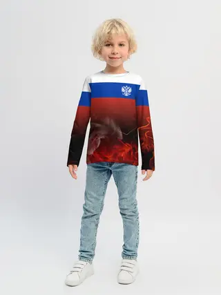 Детский лонгслив / Россия огонь
