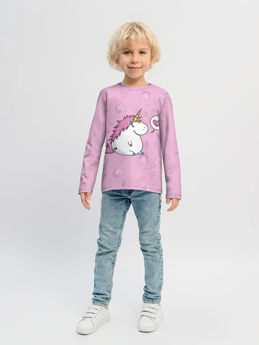 Детский лонгслив / Пухленький единорог