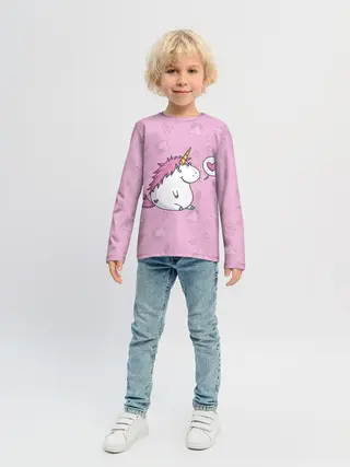 Детский лонгслив / Пухленький единорог