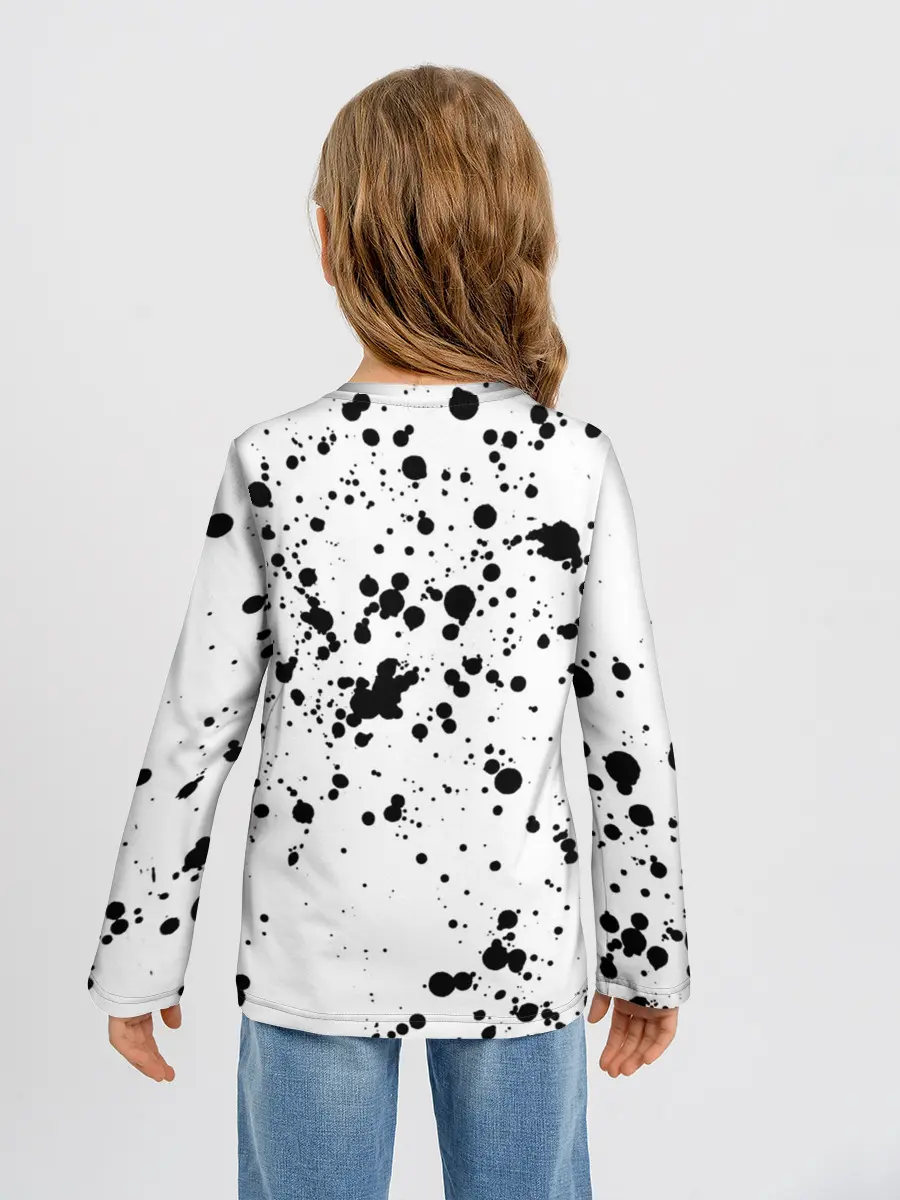 Детский лонгслив / Далматинец - брызги чёрными пятнами
