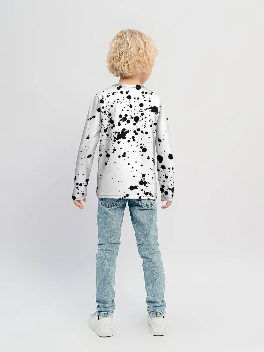Детский лонгслив / Далматинец - брызги чёрными пятнами
