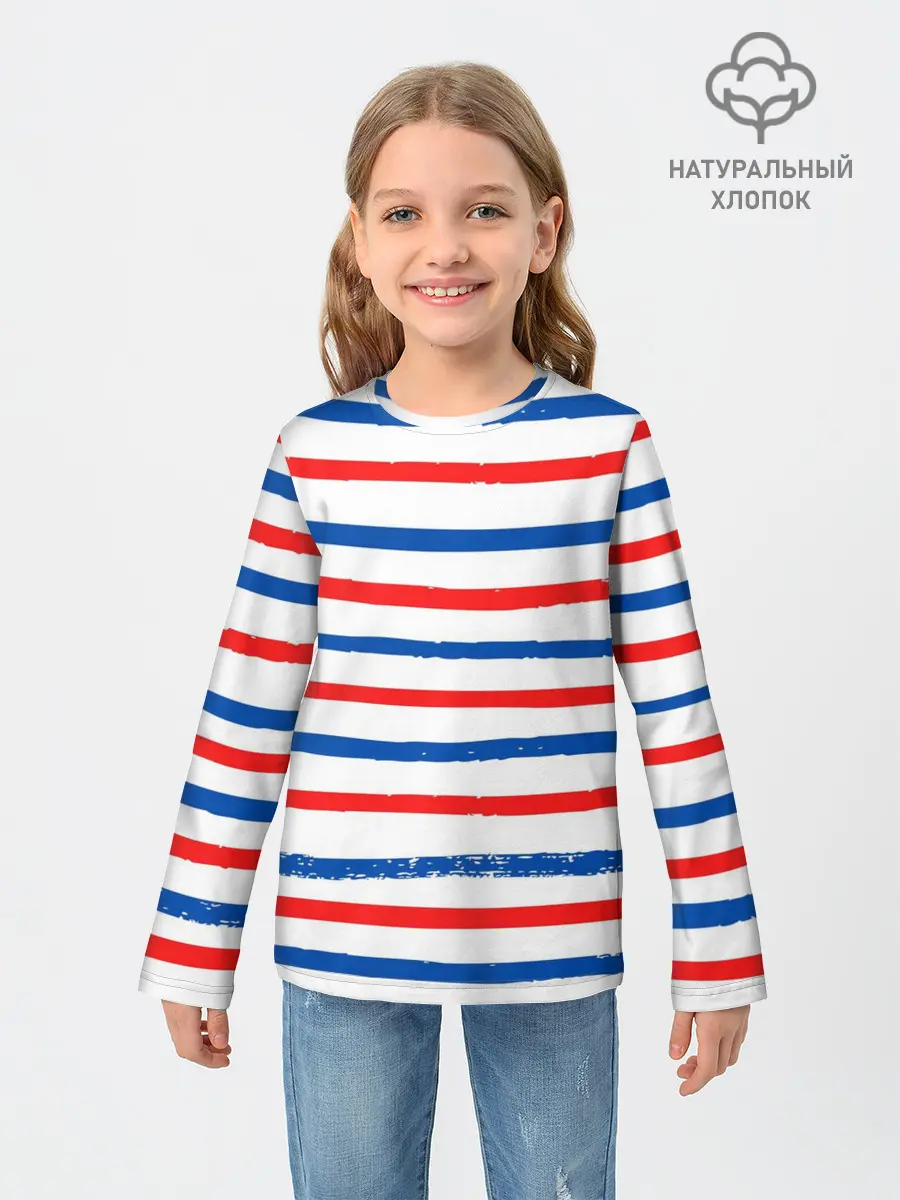 Детский лонгслив / Морская полоска