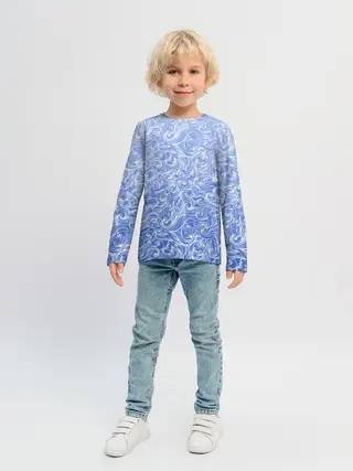 Детский лонгслив / Волны на голубом фоне