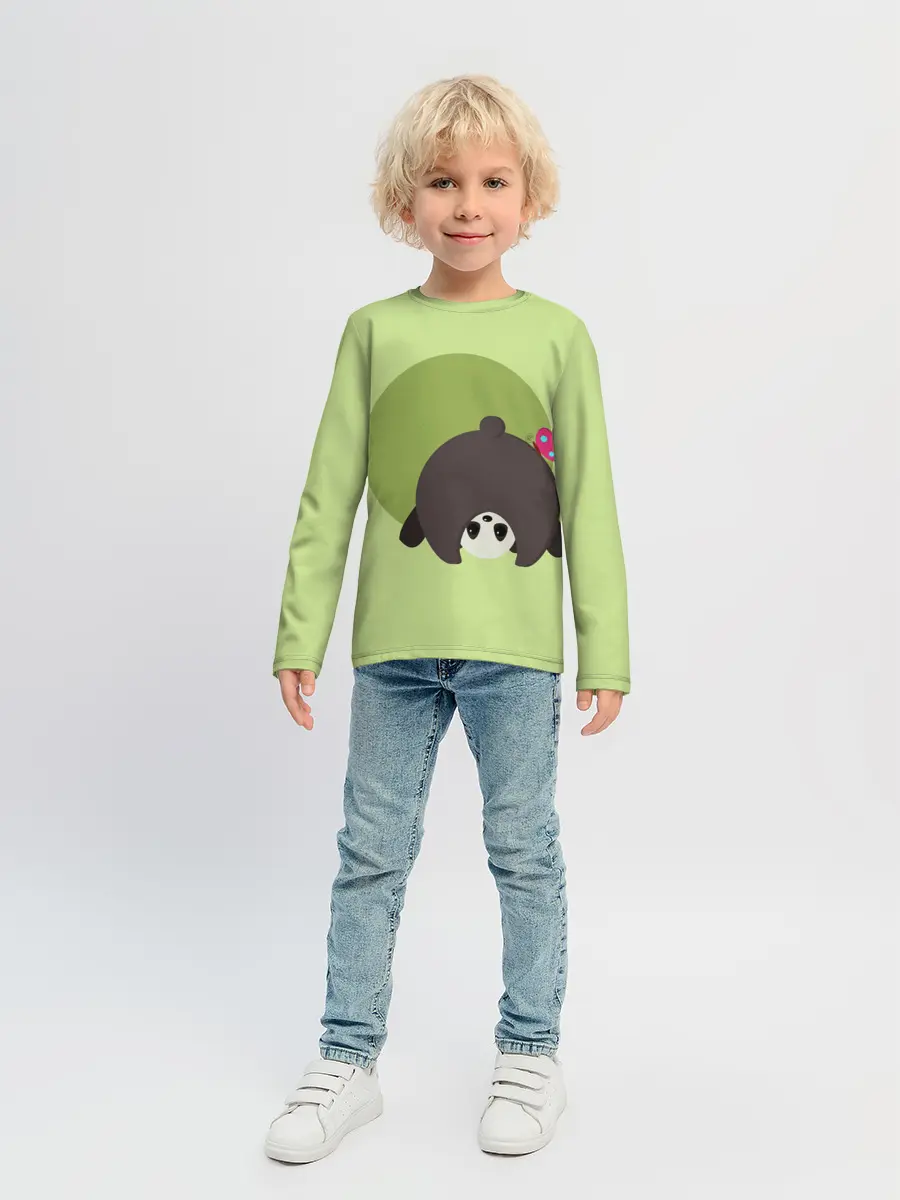 Детский лонгслив / Прикольная панда с бабочкой