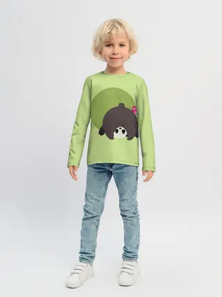 Детский лонгслив / Прикольная панда с бабочкой