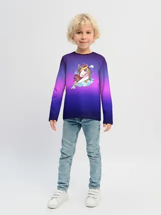 Детский лонгслив / Единорог