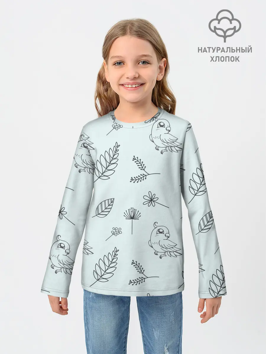 Детский лонгслив / Милые птички