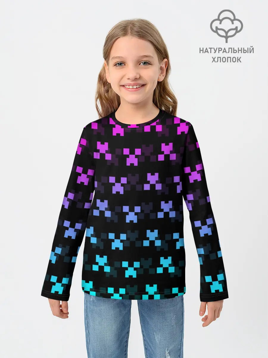 Детский лонгслив / MINECRAFT CREEPER NEON
