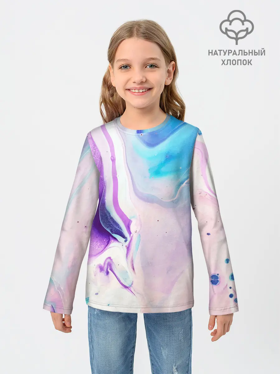 Детский лонгслив / Акварельные разводы