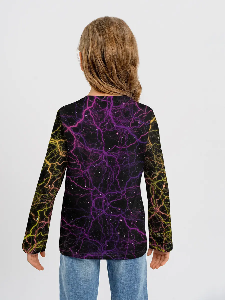 Детский лонгслив / Цветные молнии Пикачу