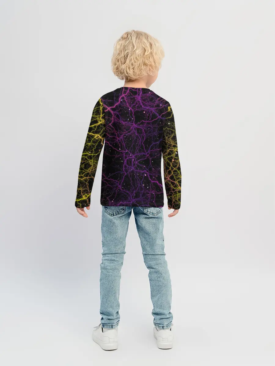 Детский лонгслив / Цветные молнии Пикачу