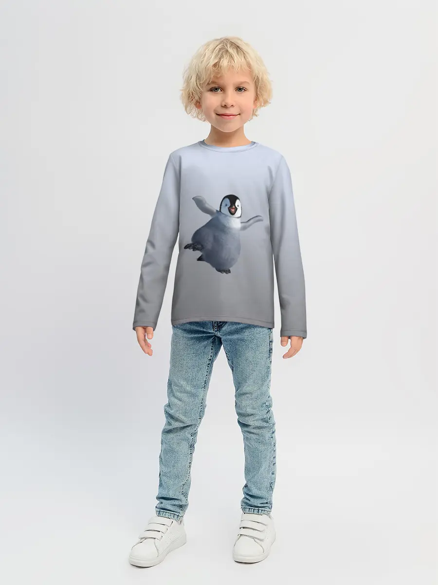Детский лонгслив / мультяшный пингвин