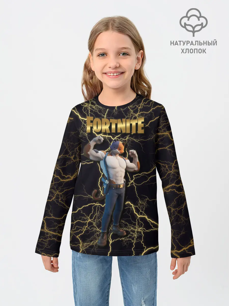 Детский лонгслив / Meowcles Fortnite 2