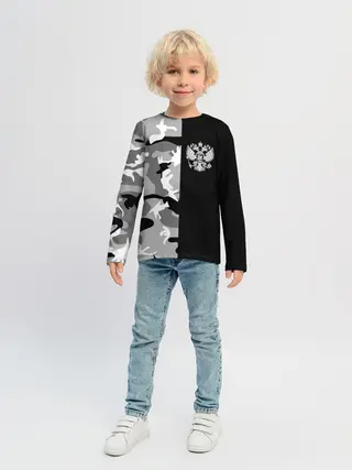 Детский лонгслив / Россия камуфляж